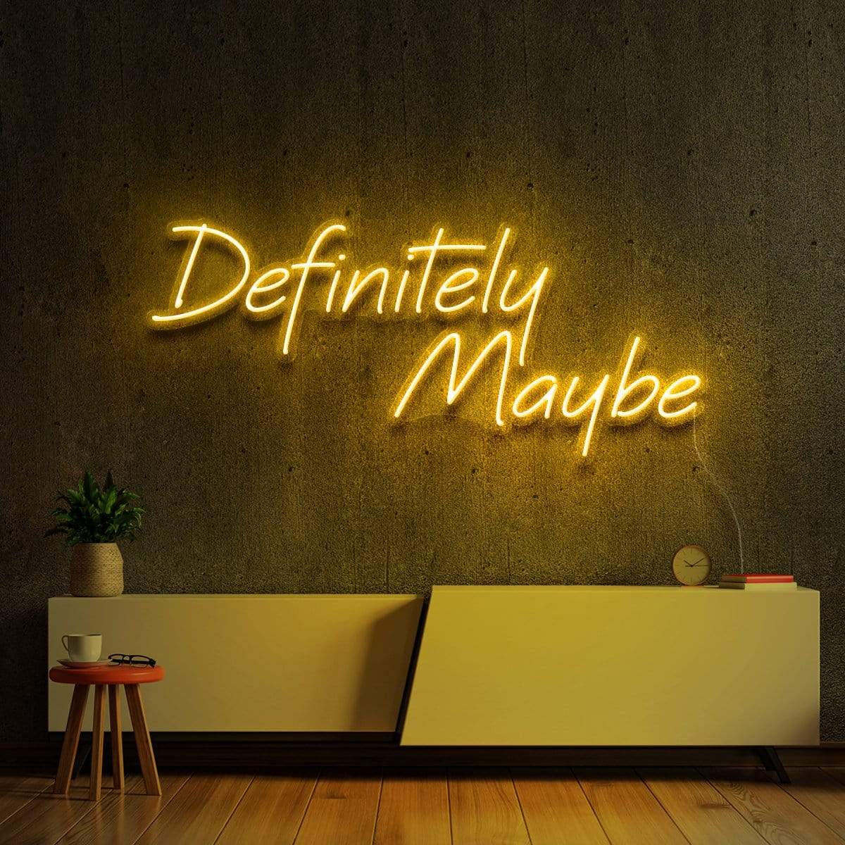 "Definitely Maybe" Neon Sign 60cm (2ft) / Yellow / LED Neon by Neon Icons