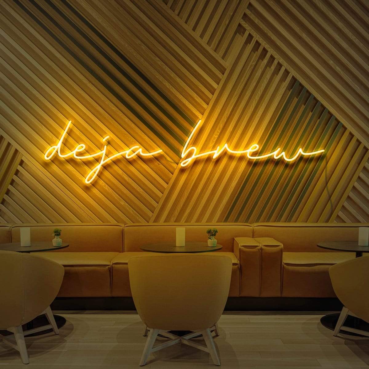 "Deja Brew" Neon Sign for Cafés 90cm (3ft) / Yellow / LED Neon by Neon Icons