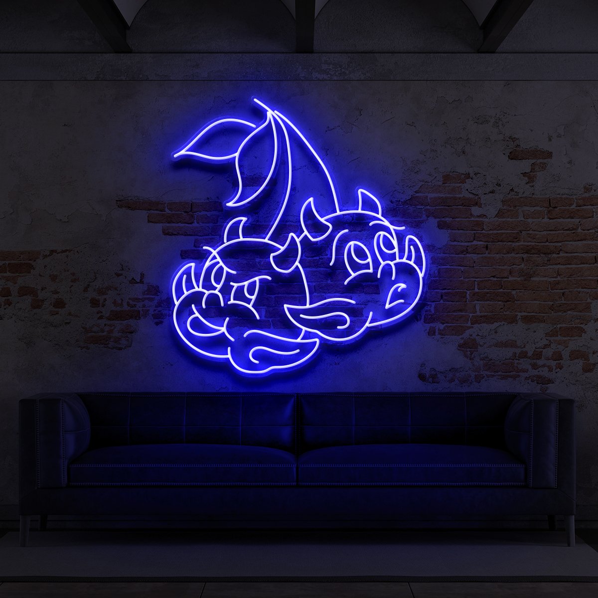 "Devil Cherries" Neon Sign for Tattoo Parlours 60cm (2ft) / Blue / LED Neon by Neon Icons