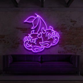 "Devil Cherries" Neon Sign for Tattoo Parlours 60cm (2ft) / Purple / LED Neon by Neon Icons