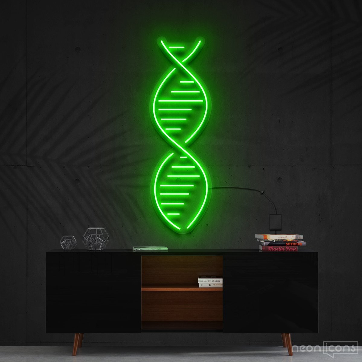 "DNA" Neon Sign 60cm (2ft) / Green / Cut to Shape by Neon Icons