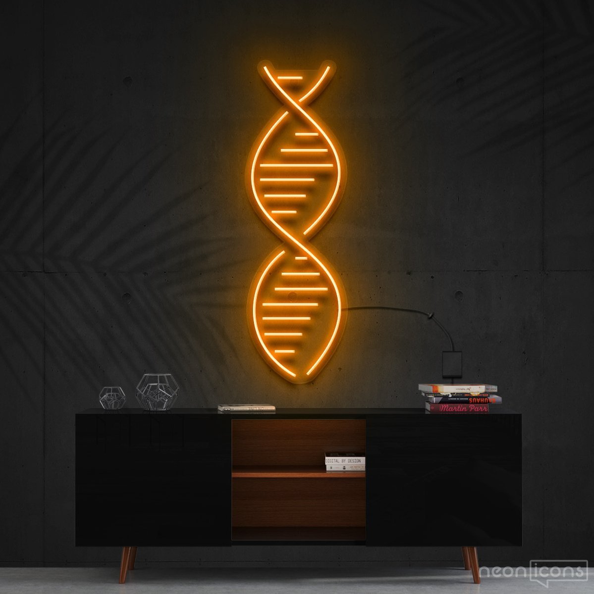 "DNA" Neon Sign 60cm (2ft) / Orange / Cut to Shape by Neon Icons