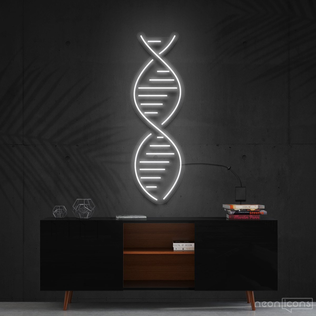 "DNA" Neon Sign 60cm (2ft) / White / Cut to Shape by Neon Icons