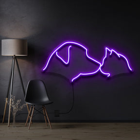 "Dog & Cat" Pet Neon Sign 60cm / Purple / Cut to Shape by Neon Icons