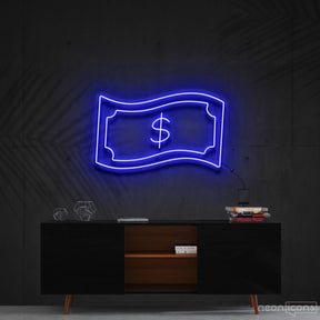 "Dollar Bill" Neon Sign 60cm (2ft) / Blue / Cut to Shape by Neon Icons