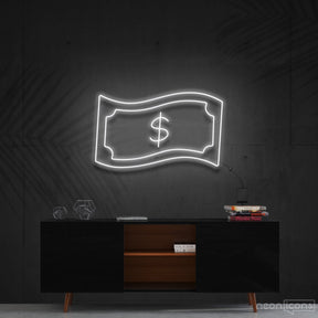 "Dollar Bill" Neon Sign 60cm (2ft) / White / Cut to Shape by Neon Icons