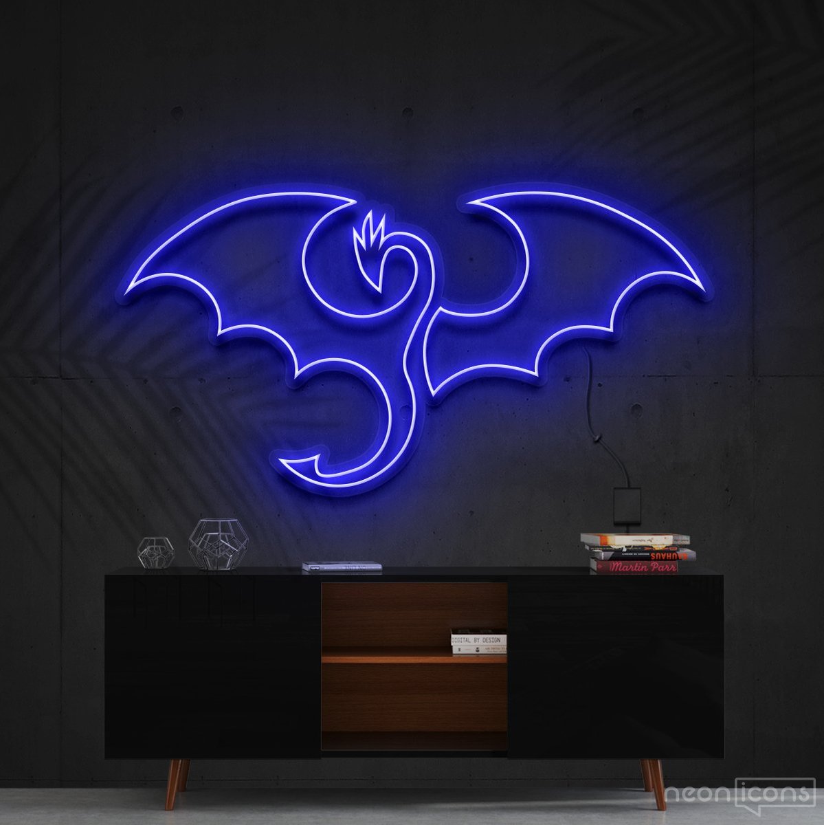 "Dragon" Neon Sign 60cm (2ft) / Blue / Cut to Shape by Neon Icons