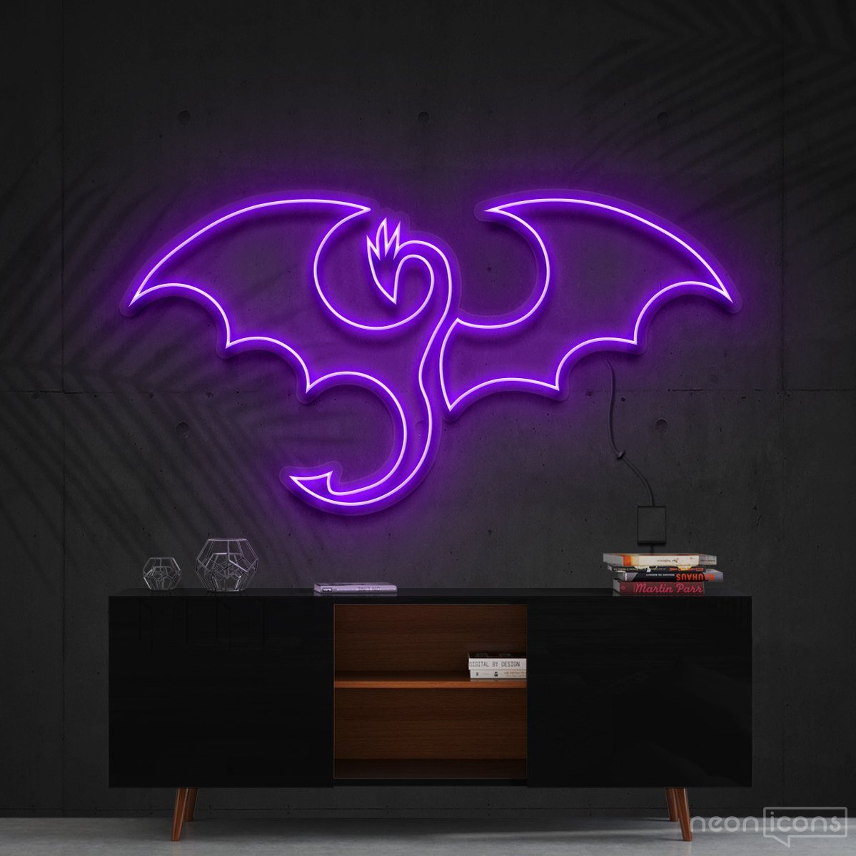 "Dragon" Neon Sign 60cm (2ft) / Purple / Cut to Shape by Neon Icons