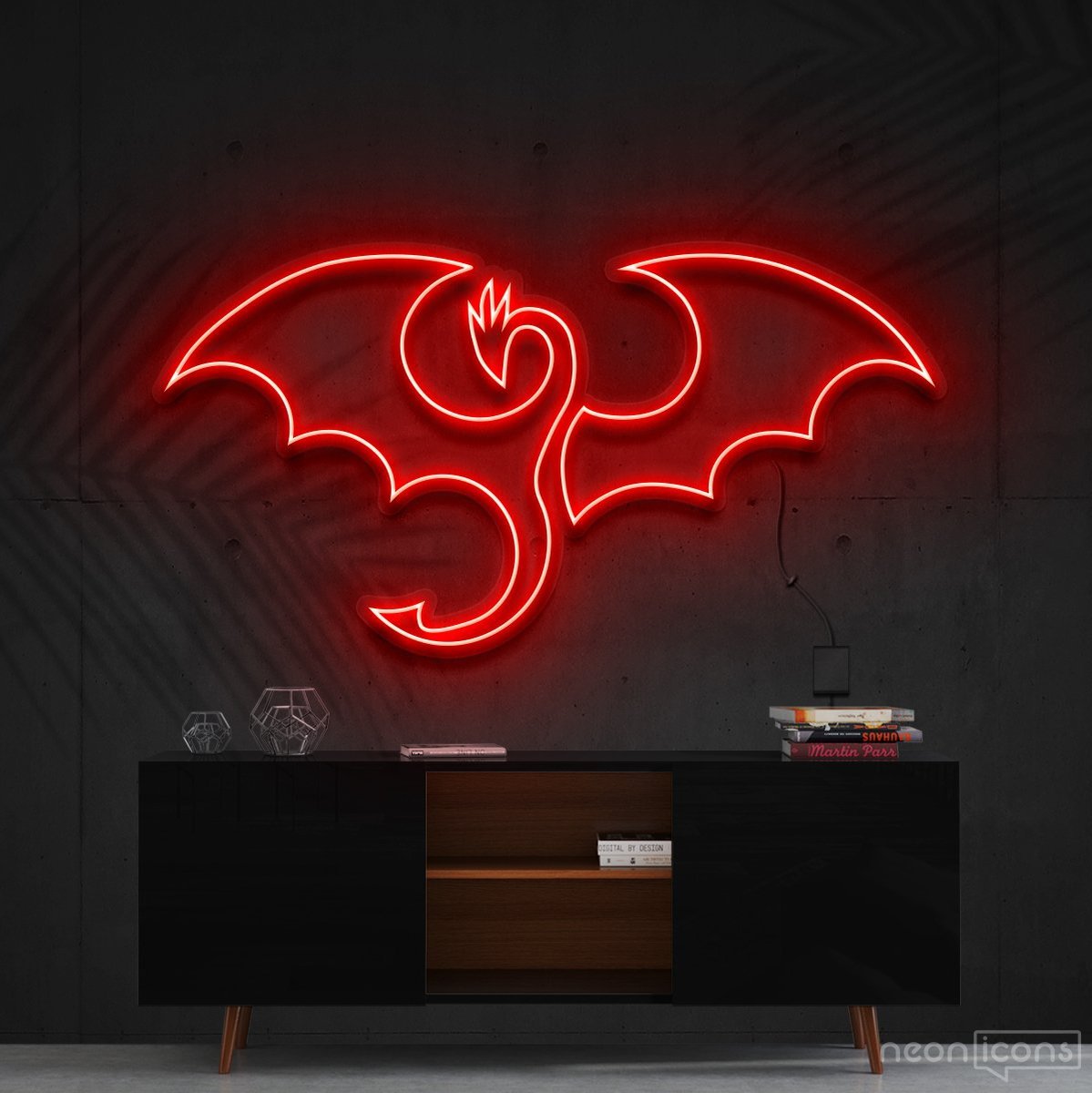 "Dragon" Neon Sign 60cm (2ft) / Red / Cut to Shape by Neon Icons