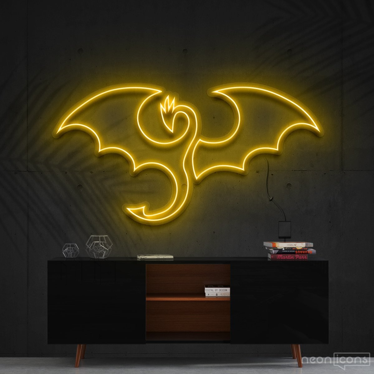 "Dragon" Neon Sign 60cm (2ft) / Yellow / Cut to Shape by Neon Icons