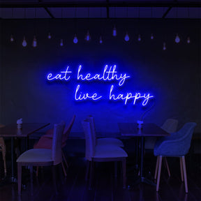 "Eat Healthy, Live Happy" Neon Sign for Bars & Restaurants by Neon Icons