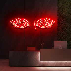 "Eyes & Lashes" Neon Sign for Beauty & Cosmetic Studios 90cm (3ft) / Red / LED Neon by Neon Icons