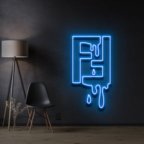 "Fendi Drip" Neon Sign 60cm/2ft / Ice Blue / LED Neon by Neon Icons