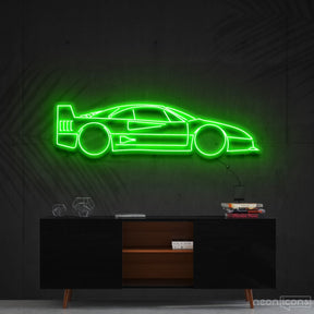 "Ferrari F40" Neon Sign 90cm (3ft) / Green / Cut to Shape by Neon Icons