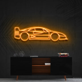 "Ferrari F40" Neon Sign 90cm (3ft) / Orange / Cut to Shape by Neon Icons