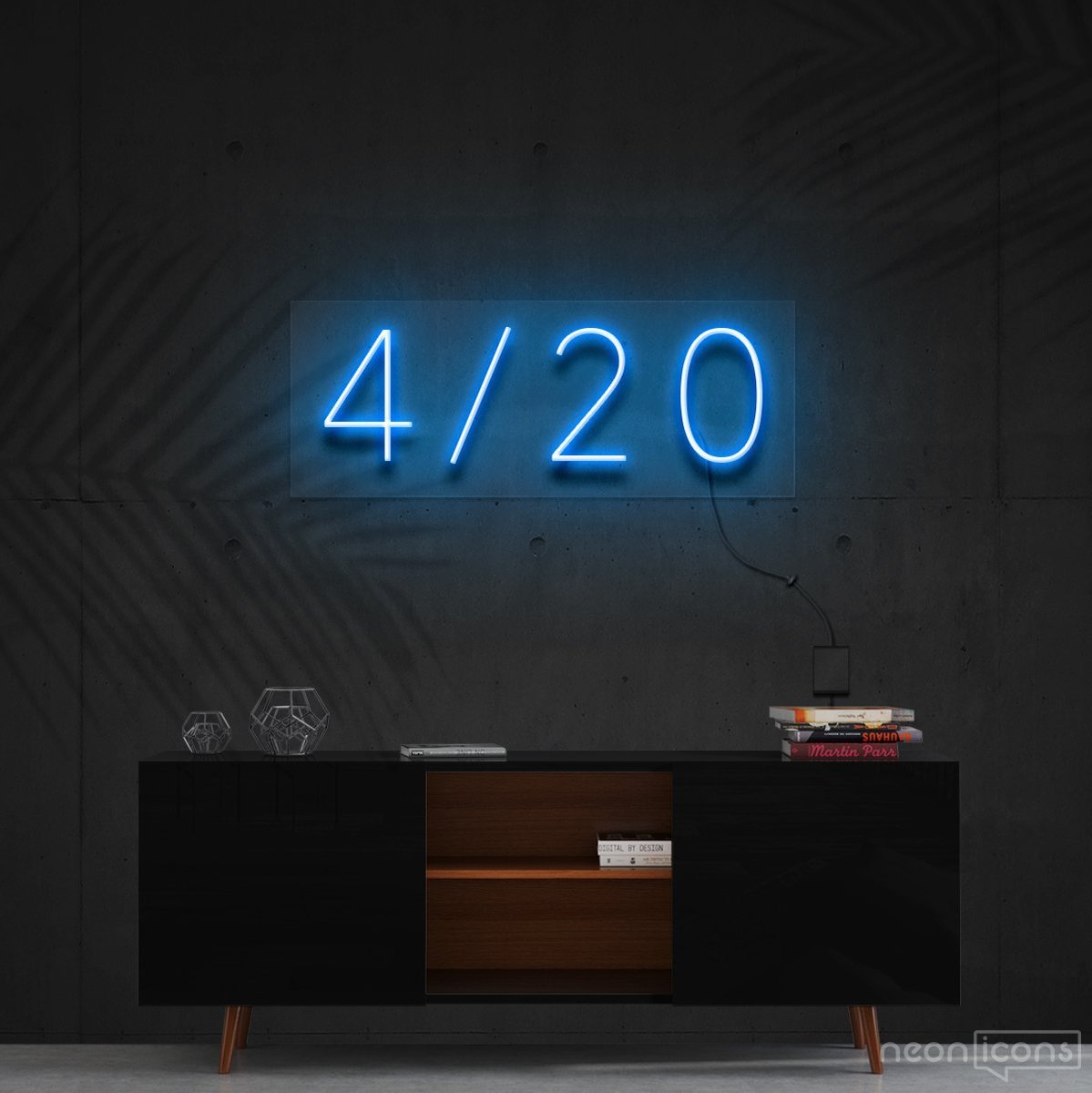 "Four Twenty" Neon Sign 60cm (2ft) / Ice Blue / Cut to Shape by Neon Icons