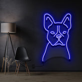 "French Bulldog Line Art" Pet Neon Sign 60cm / Blue / Cut to Shape by Neon Icons