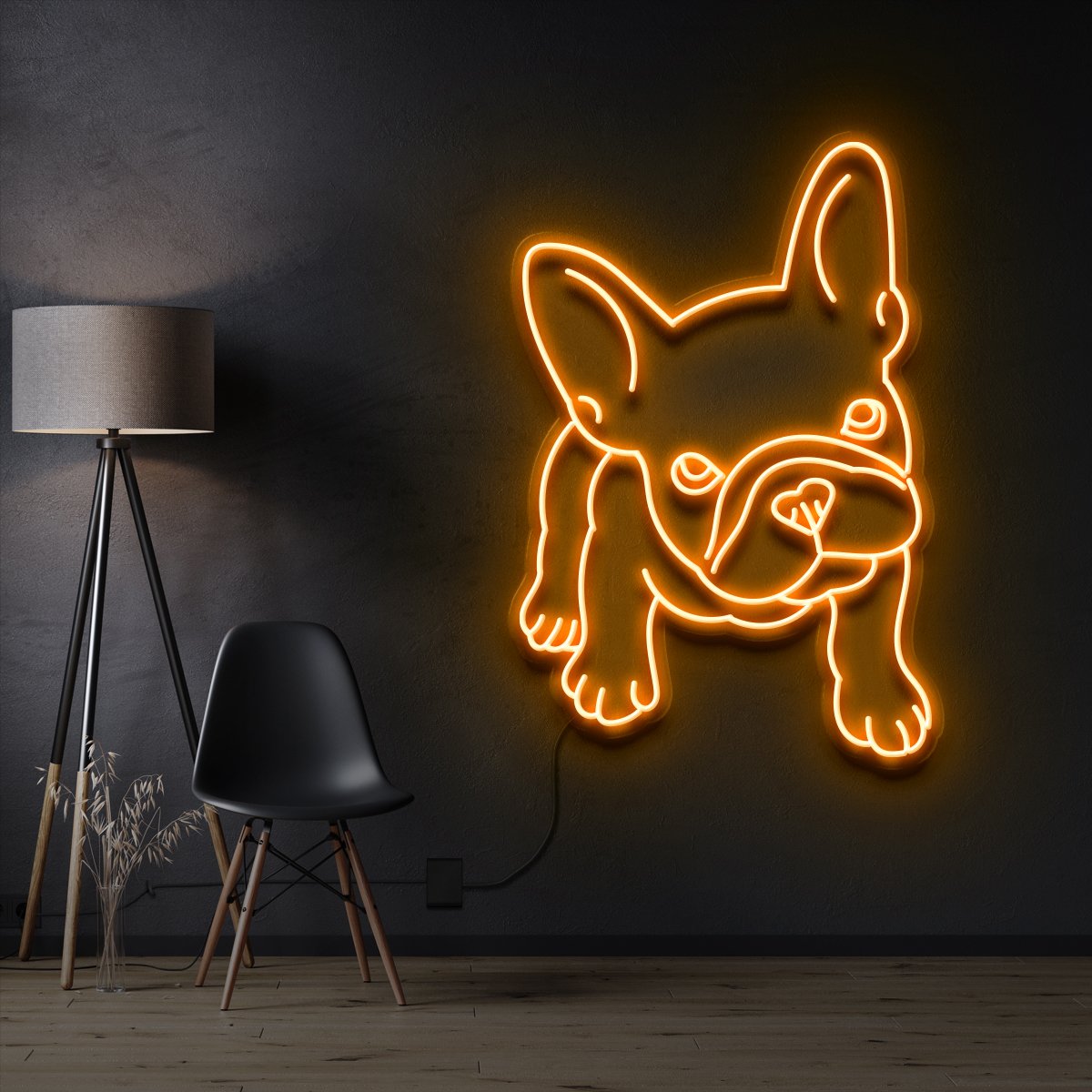 "French Bulldog Puppy" Pet Neon Sign 60cm / Orange / Cut to Shape by Neon Icons