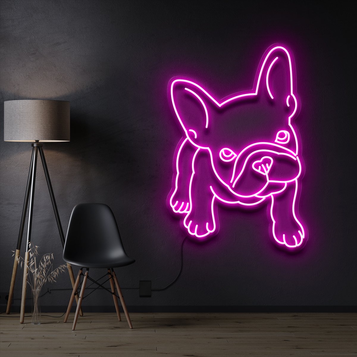 "French Bulldog Puppy" Pet Neon Sign 60cm / Pink / Cut to Shape by Neon Icons