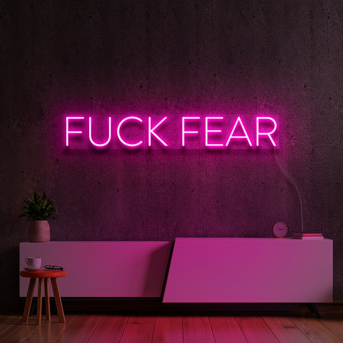 "FUCK FEAR" Neon Sign 60cm (2ft) / Pink / LED Neon by Neon Icons