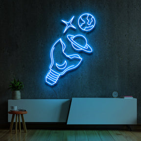 "Galactic Bulb" Neon Sign 60cm (2ft) / Ice Blue / LED Neon by Neon Icons