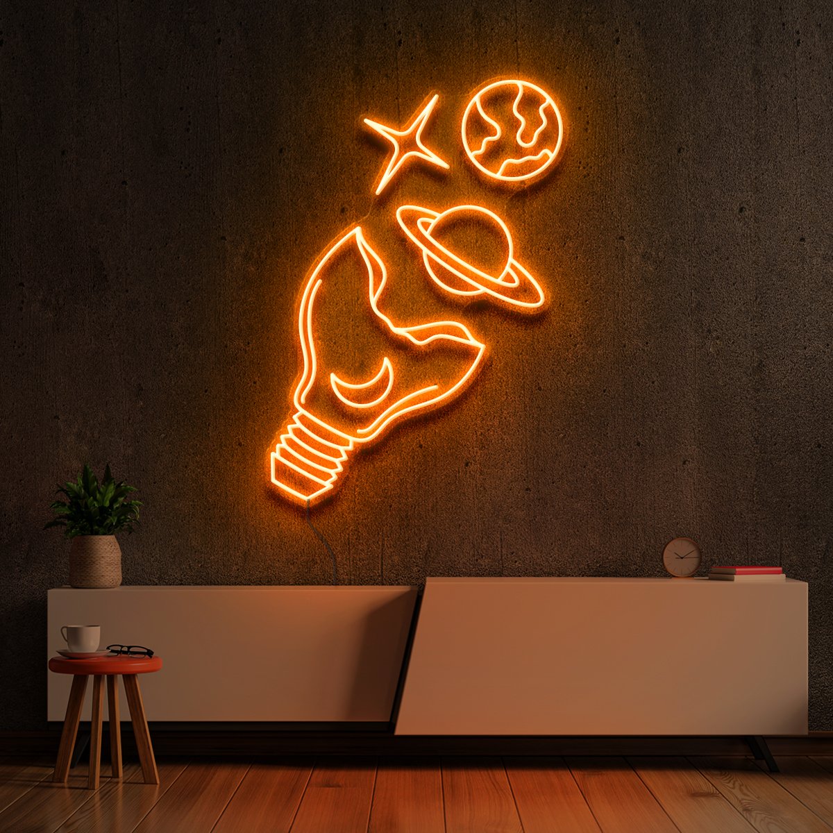 "Galactic Bulb" Neon Sign 60cm (2ft) / Orange / LED Neon by Neon Icons