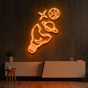 "Galactic Bulb" Neon Sign 60cm (2ft) / Orange / LED Neon by Neon Icons