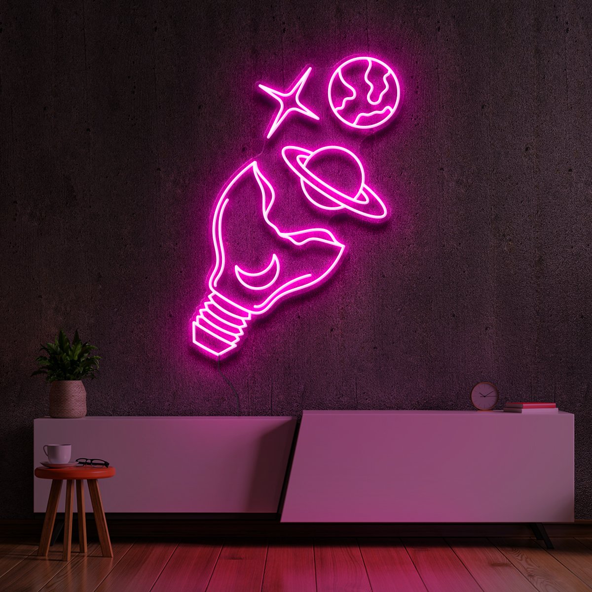 "Galactic Bulb" Neon Sign 60cm (2ft) / Pink / LED Neon by Neon Icons