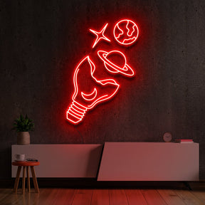 "Galactic Bulb" Neon Sign 60cm (2ft) / Red / LED Neon by Neon Icons