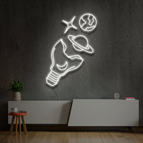 "Galactic Bulb" Neon Sign 60cm (2ft) / White / LED Neon by Neon Icons