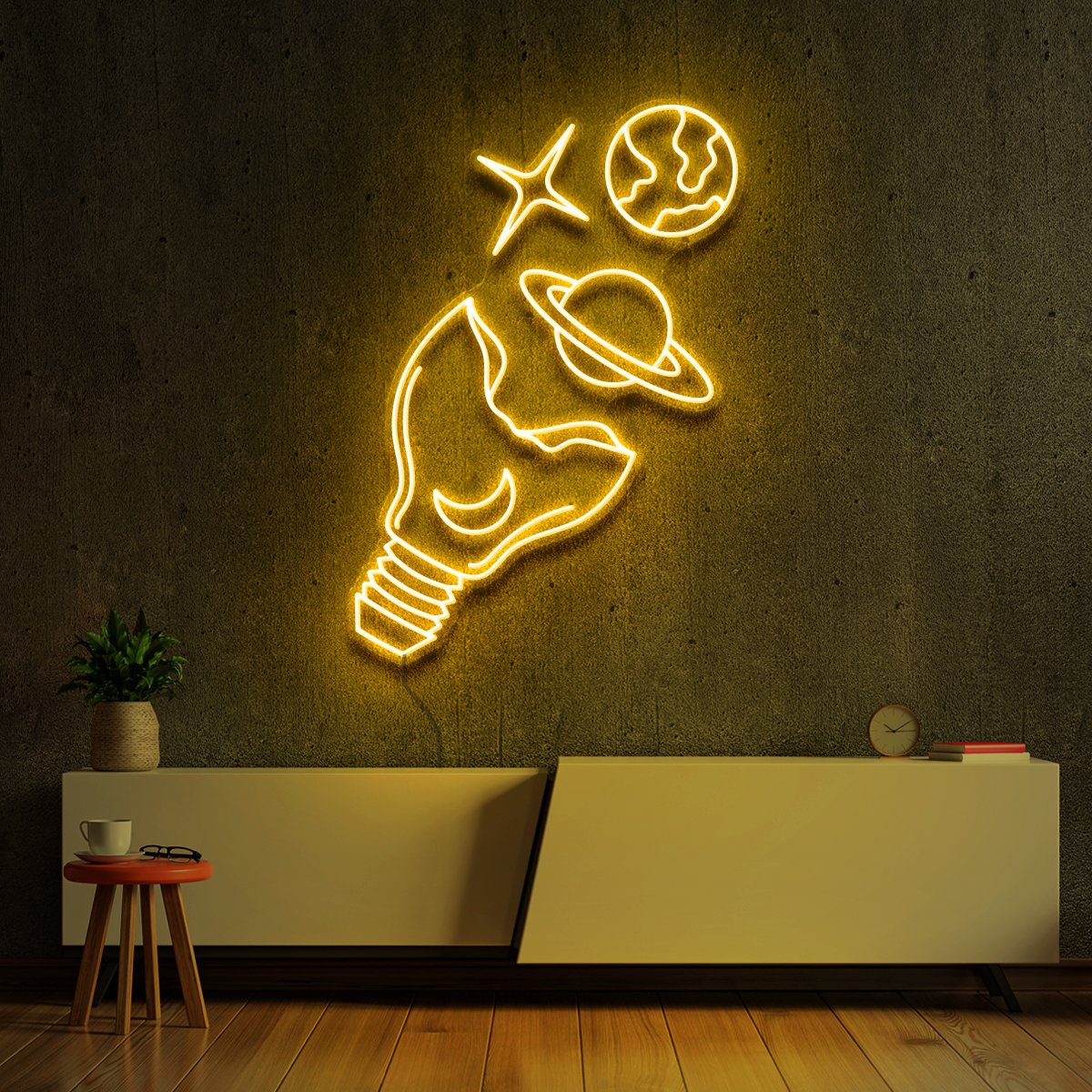 "Galactic Bulb" Neon Sign 60cm (2ft) / Yellow / LED Neon by Neon Icons