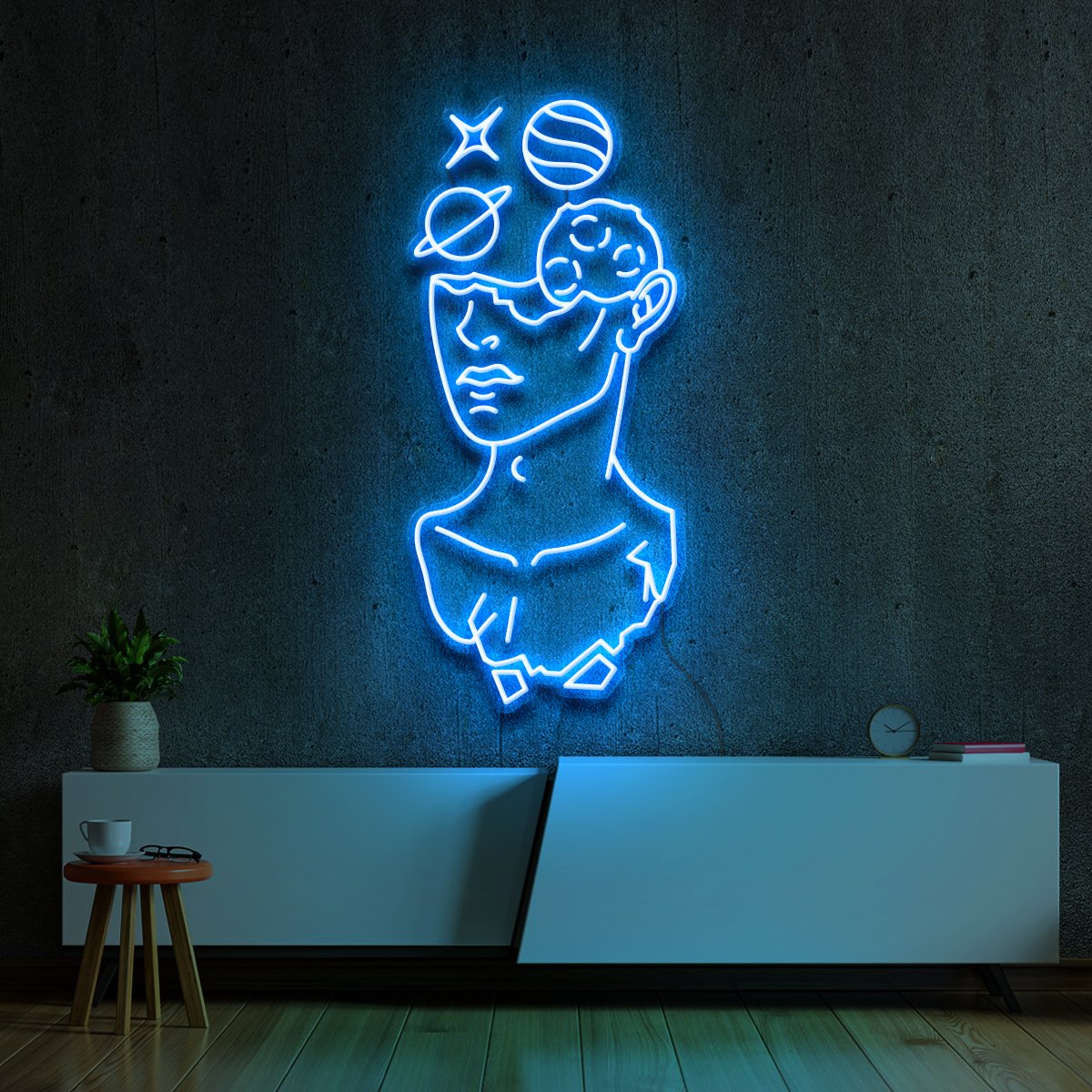 "Galactic David" Neon Sign 60cm (2ft) / Ice Blue / LED Neon by Neon Icons