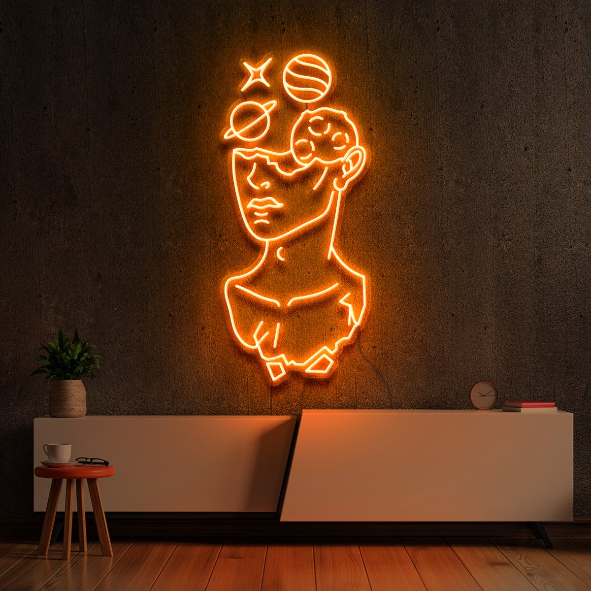 "Galactic David" Neon Sign 60cm (2ft) / Orange / LED Neon by Neon Icons