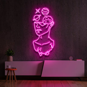 "Galactic David" Neon Sign 60cm (2ft) / Pink / LED Neon by Neon Icons