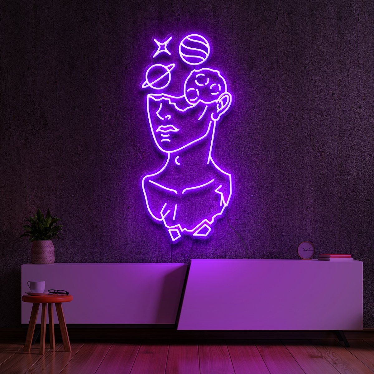 "Galactic David" Neon Sign 60cm (2ft) / Purple / LED Neon by Neon Icons