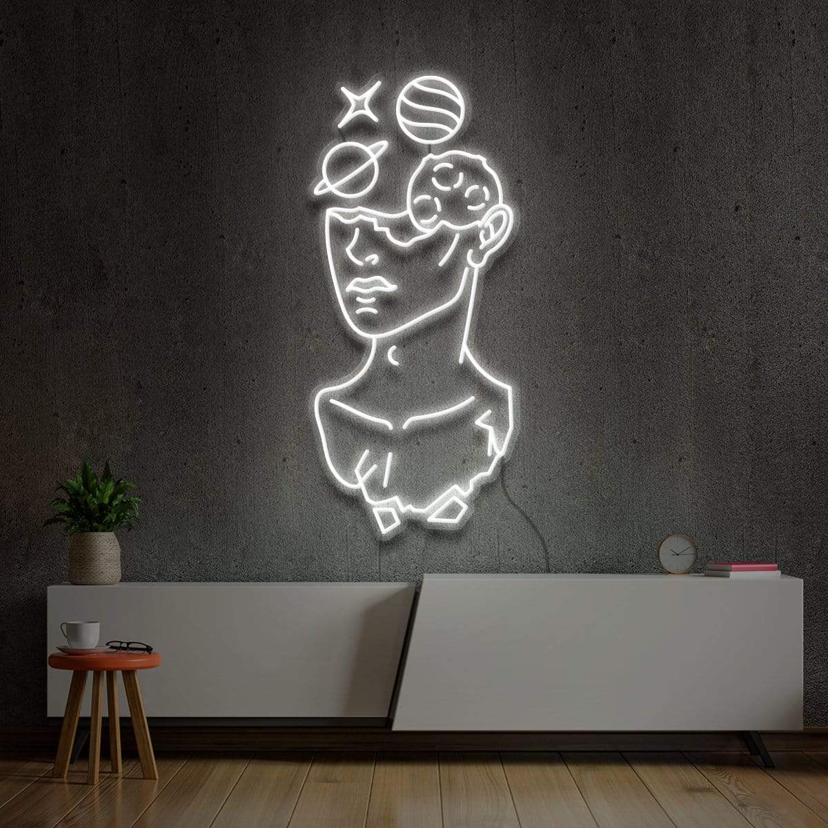 "Galactic David" Neon Sign 60cm (2ft) / White / LED Neon by Neon Icons