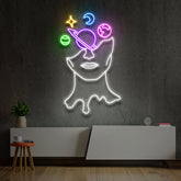 "Galaxy Brain" Multicolour Neon Sign 60cm (2ft) / White Purple Pink Green Yellow & Ice Blue / LED Neon by Neon Icons