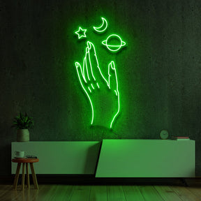 "Galaxy Hand" Neon Sign 60cm (2ft) / Green / LED Neon by Neon Icons