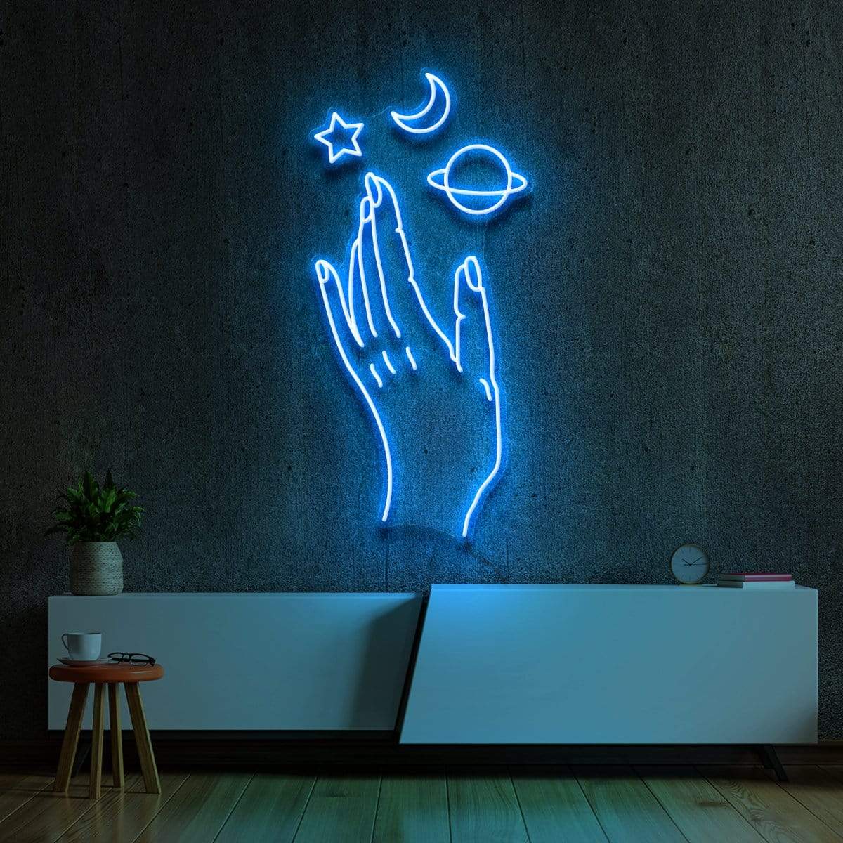 "Galaxy Hand" Neon Sign 60cm (2ft) / Ice Blue / LED Neon by Neon Icons