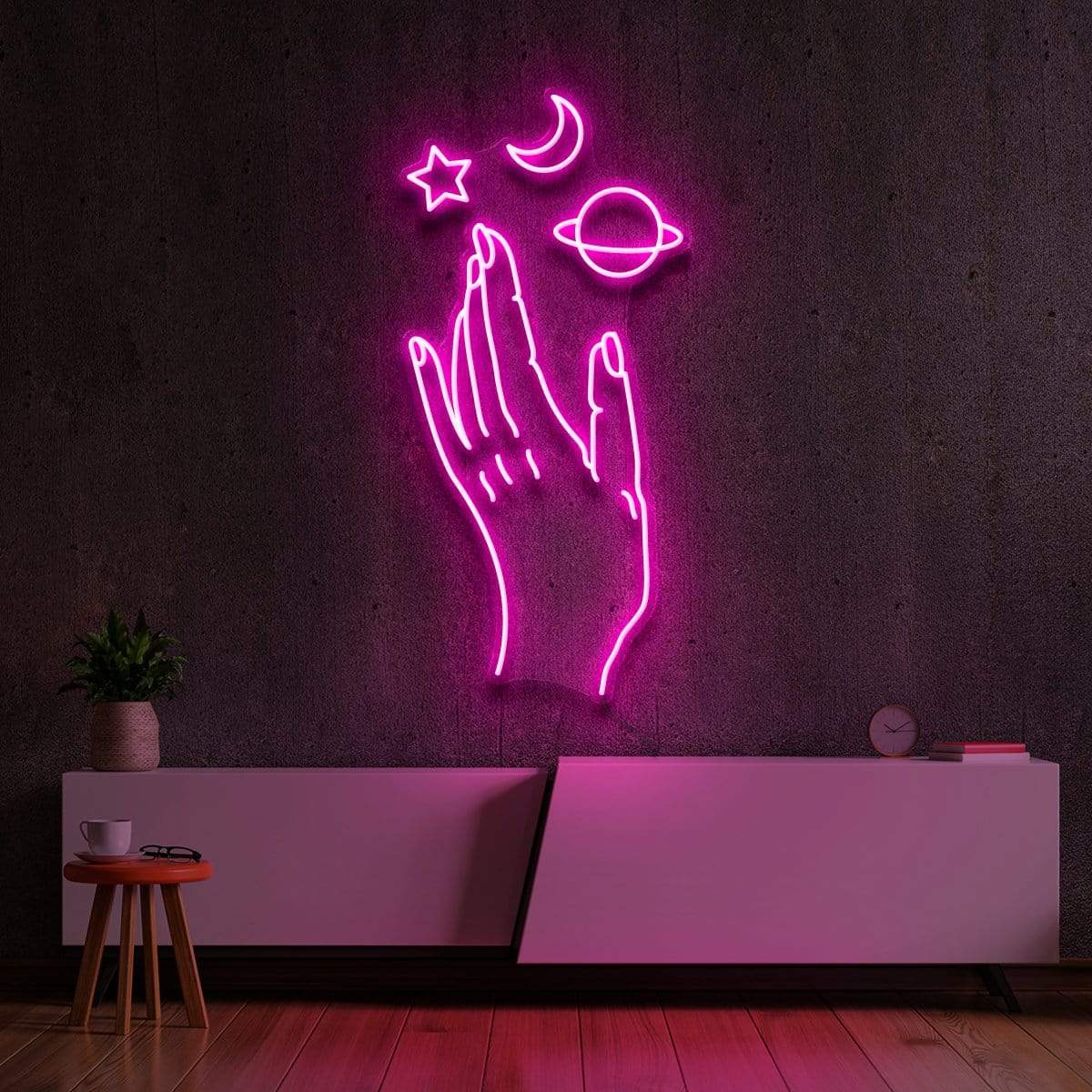 "Galaxy Hand" Neon Sign 60cm (2ft) / Pink / LED Neon by Neon Icons