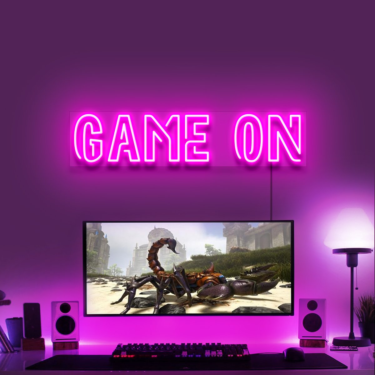 "Game On" Gaming Neon Sign 60cm/2ft / Pink / LED Neon by Neon Icons