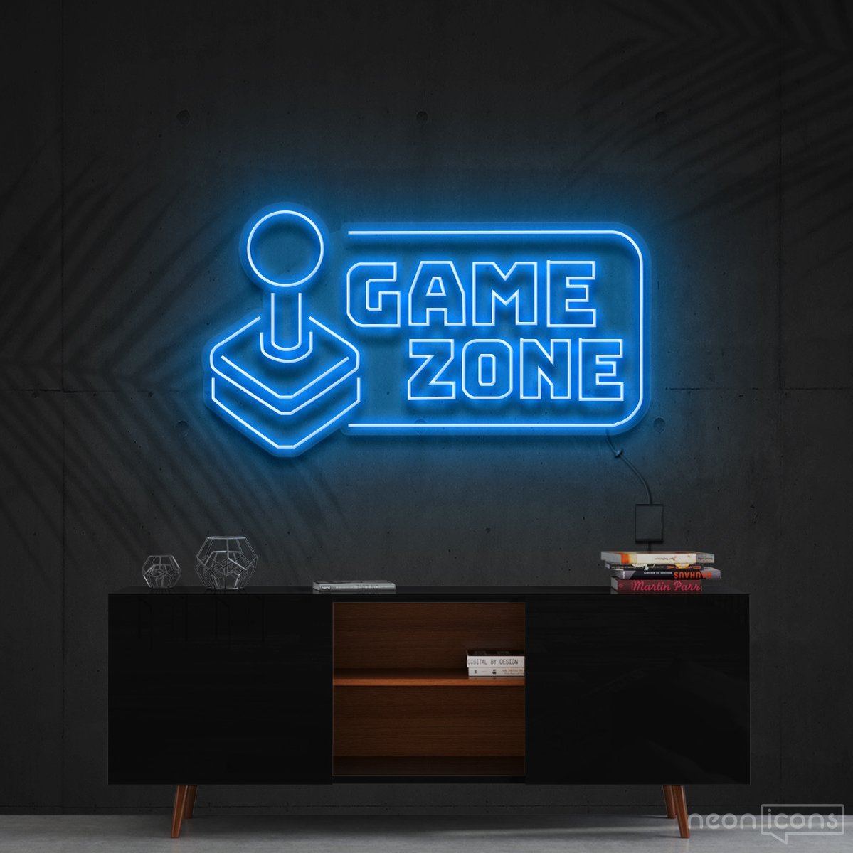 "Game Zone" Neon Sign 90cm (3ft) / Ice Blue / Cut to Shape by Neon Icons