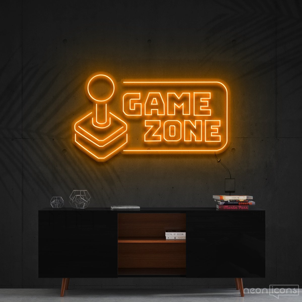 "Game Zone" Neon Sign 90cm (3ft) / Orange / Cut to Shape by Neon Icons