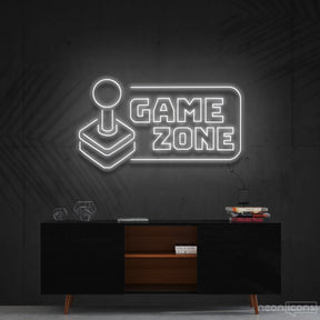 "Game Zone" Neon Sign 90cm (3ft) / White / Cut to Shape by Neon Icons