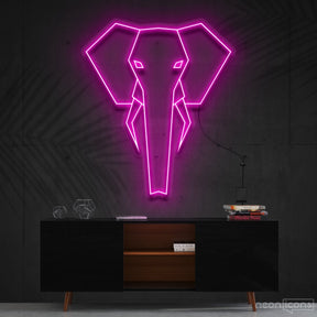 "Geometric Elephant" Neon Sign 60cm (2ft) / Pink / Cut to Shape by Neon Icons