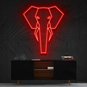 "Geometric Elephant" Neon Sign 60cm (2ft) / Red / Cut to Shape by Neon Icons