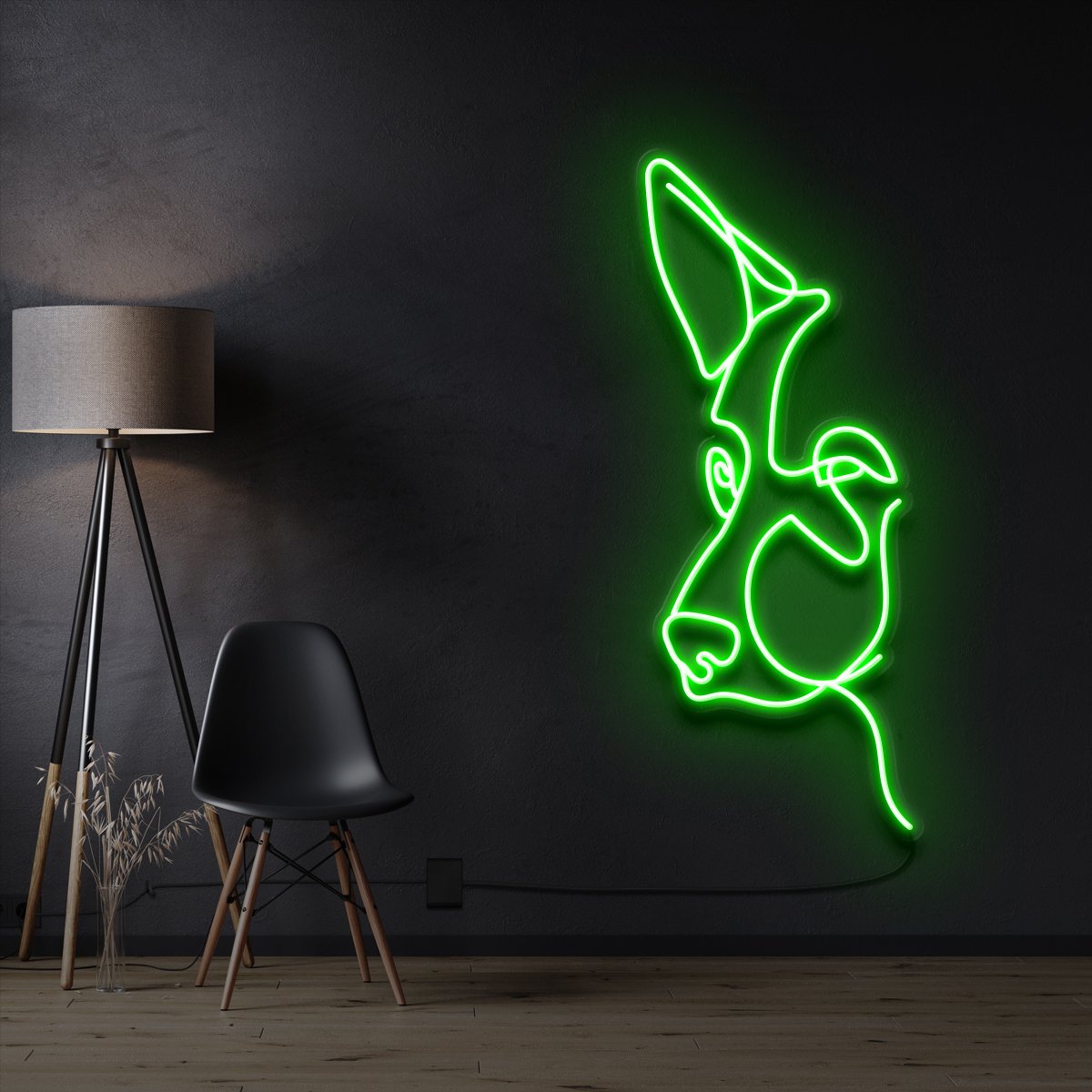 "German Shepherd Line Art" Pet Neon Sign 60cm / Green / Cut to Shape by Neon Icons