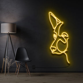 "German Shepherd Line Art" Pet Neon Sign 60cm / Yellow / Cut to Shape by Neon Icons