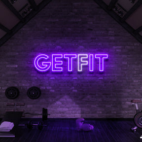 "Get Fit (Get It)" Neon Sign for Gyms & Fitness Studios 90cm (3ft) / Purple / LED Neon by Neon Icons