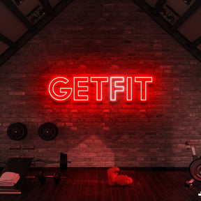 "Get Fit (Get It)" Neon Sign for Gyms & Fitness Studios 90cm (3ft) / Red / LED Neon by Neon Icons